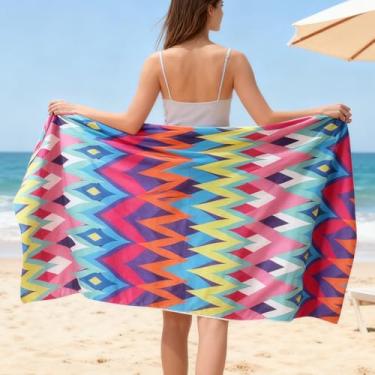 Imagem de Toalha de praia para adultos grande microfibra secagem rápida sem areia leve toalha de viagem para piscina, academia, uso ao ar livre