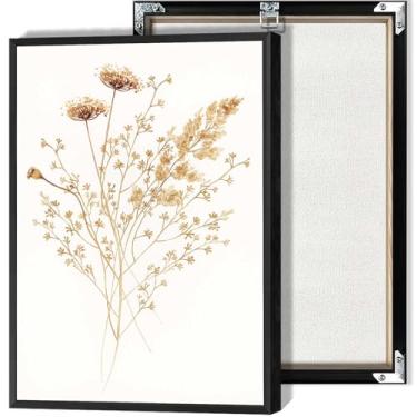 Imagem de Arte de parede em tela para buquê de flores em aquarela neutra botânica decoração pôsteres buquê de flores silvestres impressões em aquarela para escritório sala de estar quarto decoração de parede