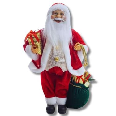 Imagem de Papai Noel 45cm para Decoração de Natal, Boneco Decorativo Luxuoso com Acabamento Detalhado | Perfeito para Sala, Mesa, Aparador e Vitrine | Enfeite Natalino Clássico e Sofisticado