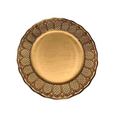 Imagem de Mesa Posta Sousplat Redondo Decorativo De Plástico 33Cm (Dourada)