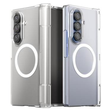 Imagem de araree Capa Nukin 360 M para Galaxy Z Fold 7, capa fina magnética pronta para Qi2, proteção de dobradiça de corpo inteiro, capa dura à prova de choque (transparente MATT, Galaxy Z Fold 7)