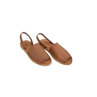 Imagem de Macarena Collection Sandálias femininas de couro para mulheres | Huarache sandálias mexicanas feitas à mão | Sandálias femininas confortáveis e elegantes 4155, Bronzeado, 35
