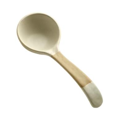 Imagem de Colheres de Jantar Colher de sopa grande cerâmica vintage sobremesa colorida Colheres jantar com cabo longo porcelana anti-escaldadura para, molho para comer aperitivos cereais(Branco)