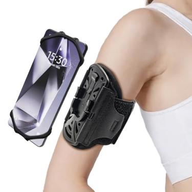 Imagem de Braçadeira de corrida com rotação de 360° para suporte de telefone, braçadeira antiqueda de antebraço para iPhone 16/15/14/Pro/Mini/12/11/SE/XR XS, serve para todos os smartphones de 4 a 6,5 polegadas