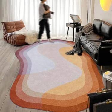 Imagem de Tapete estilo creme para decoração de sala de estar, tapete oval para sofá, cabeceira, chão, resistente ao desgaste (200 x 300 cm)/6)