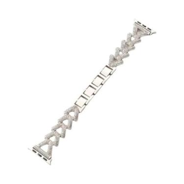 Imagem de Pulseira De Metal Com Diamantes Para Apple Watch Series 9 8 7 SE 6 Ult