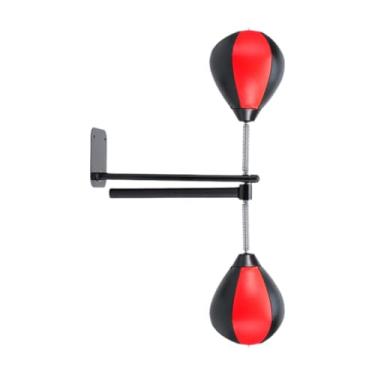 Imagem de Pegciuho Barra de Boxe Dobrável Função Pólo Altura Ajustável Coordenação Olho-mão Treinamento Agilidade Doméstica 2 Peças Bola de Velocidade, Vermelho