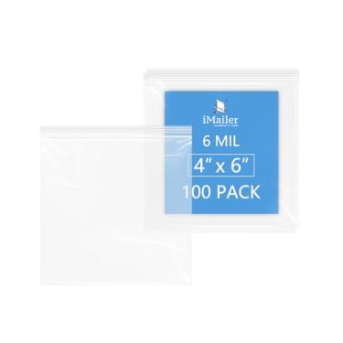 Imagem de iMailer - Sacos de poliéster com zíper grosso de 6 mm (pacote com 100, 10 x 15 cm) - Sacos plásticos resistentes e seláveis para alimentos, ferramentas e artesanato - Solução de armazenamento durável