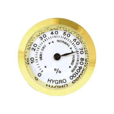Imagem de XLWLLNJ Higrômetro mecânico com números grandes e fácil leitura, medidor de umidade com mostrador redondo para uso interno em pátios, porões e oficinas, Ouro 27mm