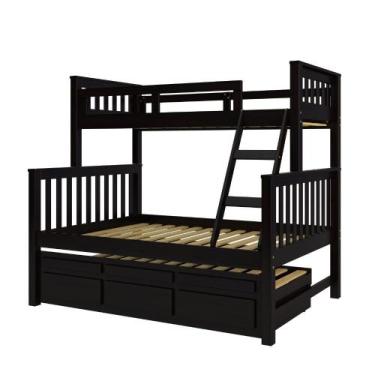 Imagem de Treliche com Cama de Casal 3 Gavetas Madeira Maciça Saraiva, Tabaco