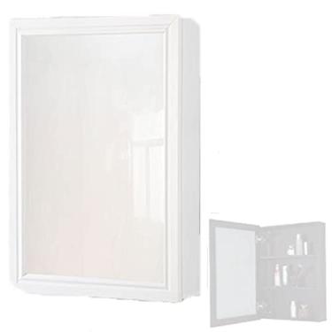 Imagem de SPXMQSS Armários de banheiro com espelho, armário de espelho de banheiro porta única armazenamento de banheiro armário de parede de banheiro com espelho pequeno espaço de apartamento liga de alumínio