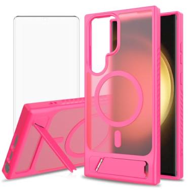 Imagem de Asuwish Capa de celular para Samsung Galaxy S23 Ultra 5G, compatível com Magsafe Magnetic, protetor de tela, capa protetora à prova de choque com suporte dobrável S23Ultra 23S S 23 23Ultra 17.3 cm