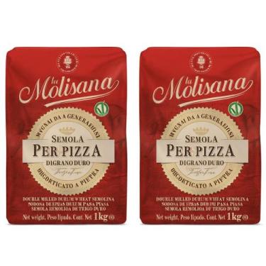 Imagem de Kit 2 farinha importada la molisana pizza 1kg  italiana, fina e perfei