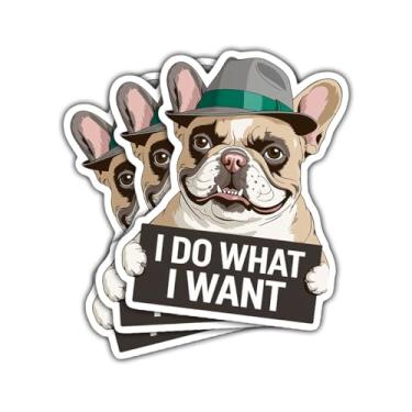 Imagem de Adesivos de buldogue francês, 3 peças I Do What I Want French Bulldog, Decalques engraçados de vinil com citação de cachorro Frenchie para laptop, caderno, garrafa de água, para-choque de carro, álbum