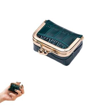 Imagem de HDKXBEJ Mini estojo de viagem para mulheres, organizador de joias e caixa de armazenamento, porta-moedas vintage com fecho de beijo, presente para anéis, brincos, colar (A)