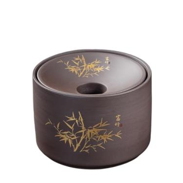 Imagem de Cinzeiro Cinzeiro redondo de barro roxo com tampa em formato funil, ideal para sala estar, escritório e mesa chá, evitando que as cinzas se espalhem