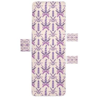 Imagem de STAYTOP Linda capa de toalha de espreguiçadeira de lavanda, capa macia para espreguiçadeira, capas de cadeira de praia com bolsos para jardim, pátio, pátio, banhos de sol, gramado, 215 x 76 cm