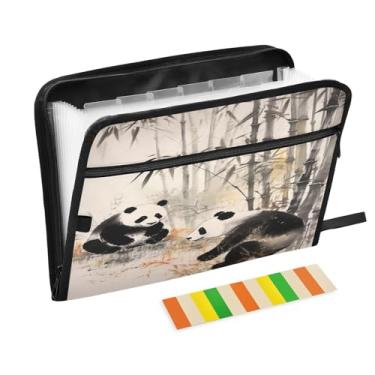 Imagem de Wassud Pandas in The Bamboo Forest Organizador de arquivos sanfonado com 13 bolsos com abas e adesivos, organizador de pastas de documentos de recibo de papel tamanho carta A4 para viagens de