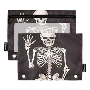 Imagem de Wassud Hello Skeletons Pacote com 2 pastas para fichário com 3 furos, pasta organizadora de arquivos para casa, escritório