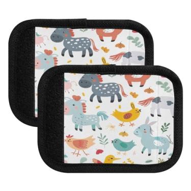 Imagem de Qilmy Pacote com 2 identificadores de bagagem de animais fofos para alça confortável para carrinho de bebê, mala de viagem, acessórios de viagem de avião290