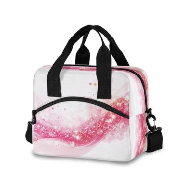 Imagem de Burbuja Lancheira térmica com glitter rosa para mulheres e homens, lancheira portátil com alça de ombro removível, lancheira para viagem, piquenique, escritório, trabalho