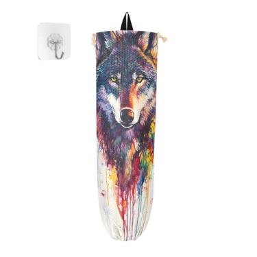 Imagem de xigua Suporte de parede para saco de plástico Wolf com cordão, pacote com 2, organizador de sacolas de compras reutilizáveis para bolsas, meias, roupas íntimas e gravatas