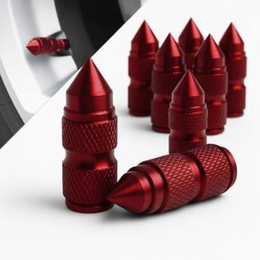 Imagem de 8 peças de tampas de haste de válvula de pneu de ponta, tampas de válvula de ar pontiaguda de liga de alumínio, tampas de válvula de roda de carro universais à prova de poeira para carros, caminhões