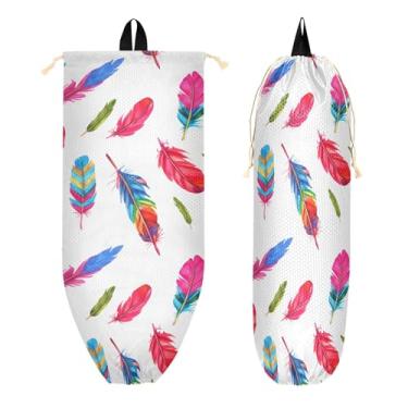 Imagem de xigua Suporte de parede para saco de plástico de penas de aquarela com cordão, 1 pacote, organizador de sacolas de compras reutilizáveis, decoração para bolsas, meias, roupas íntimas e gravatas