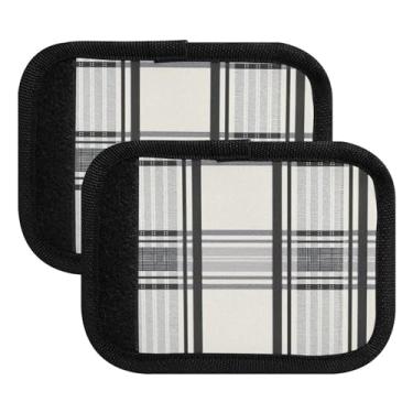 Imagem de Qilmy Elegante Buffalo Xadrez Alça de Bagagem Embalagem com 2 Identificadores de Bagagem Identificadores de Bagagem Capa de Punho Confortável para Carrinho de Bebê, Mala de Viagem, Avião, Acessórios