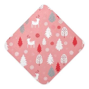 Imagem de Burbuja Toalha de banho para bebê Deer Tree - Toalha com capuz de musselina macia e absorvente para recém-nascidos, 76 x 76 cm