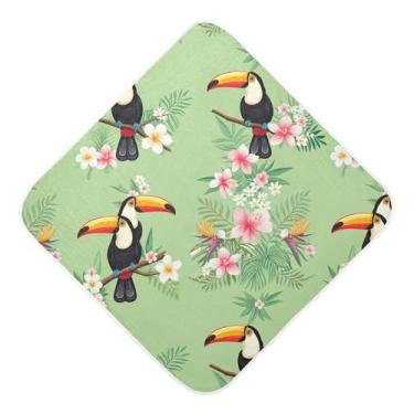 Imagem de Burbuja Toucans Sitting on Branches Toalha de Banho para Bebês - Toalha com Capuz de Algodão Musselina Absorvente Macia para Recém-Nascidos Bebês, 76 x 76 cm