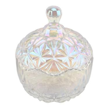 Imagem de aqxreight Frasco de Vidro de Cristal 400g Tigela de Desmagnetização de Cristal Branco Recipiente Elegante e Requintado para Joias de Doces Com Tampa, Melhorando o Apelo de Qualquer Decoração