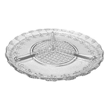 Imagem de Petisqueira de Vidro 20 cm com 3 Divisões – Transparente – Prato para Petiscos e Aperitivos – Origem Egito