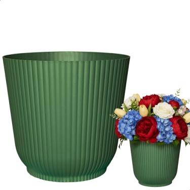 Imagem de Cachepô Talin Oliva 1,5L 14cm x 13cm de Polipropileno Duro e Resistente, Compativel com Sistema Autoirrigável - Vaso Decorativo Elegante para Plantas - Top Garden