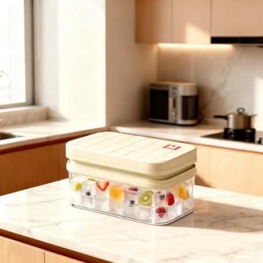 Imagem de Bandeja de gelo – Bandeja de gelo para freezer, molde de gelo para bebidas, uísque, cerveja, coquetel, café, design de tampa selada transparente para manter o gelo limpo, com pinças e 2 bandejas de