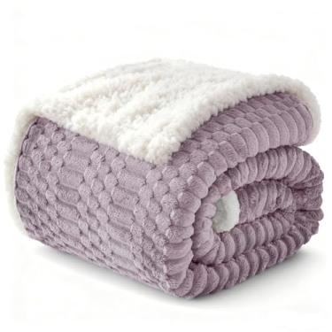 Imagem de Cobertor de lã de ovelha para sofá flanela aconchegante macio cobertor de solteiro quente para cama de lã decoração de casa, presentes, Z01 - roxo, 152 cm x 203 cm