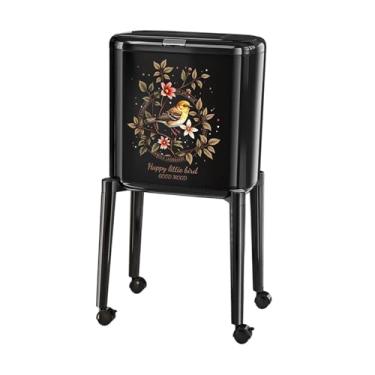 Imagem de Fenteer Lixeira de cozinha com rodinhas e pés, lixeira moderna com base alta para escola, escritório, banheiro, lavabo e quarto, Preto