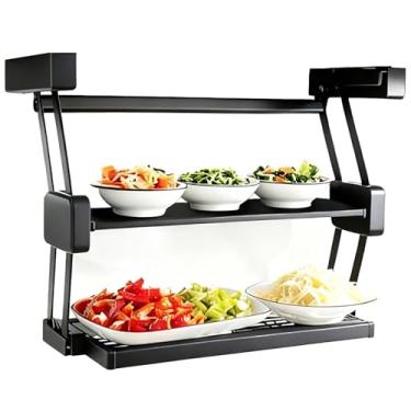 Imagem de Prateleira de cozinha de duas camadas, prateleira de cozinha dobrável sob o armário, prateleira dobrável para armário dobrável, economia de espaço para bares, cafés, armários (800)