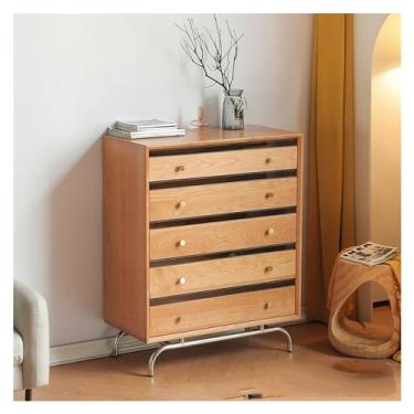 Imagem de Cômodas Cômoda de madeira maciça Quarto Armário cinco gavetas armazenamento doméstico gaveta grande capacidade Sala estar