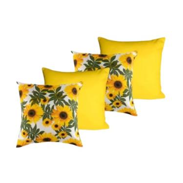 Imagem de KIT 4 ALMOFADAS CHEIAS DECORATIVAS 45x45 CENCHIMENTO(GIRASSOL cAMARELO)