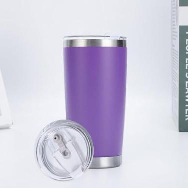 Imagem de CWPJUNDGP Caneca de carro de aço inoxidável de 590 ml, caneca de carro de camada dupla, isolamento térmico, isolamento térmico, copo mestre de gelo, grande capacidade