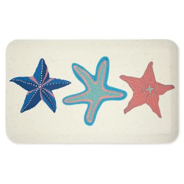 Imagem de Tapete antifadiga Coastal Americana Starfish Antifadiga, tapete ergonômico acolchoado para cozinha e pé com suporte antiderrapante, tapete de conforto ecológico, design por Darlene Seale, 76 cm x 45