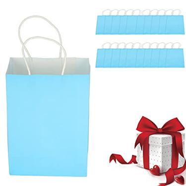 Imagem de ZJchao Sacos de Papel Kraft de 20 Unidades, Design de Cor Pura para Etiquetagem DIY, Embalagem de Presente para Aniversário, Casamento, chá de bebê, Festa de Formatura, Com 2 Opções de (15 * 8 * 21)