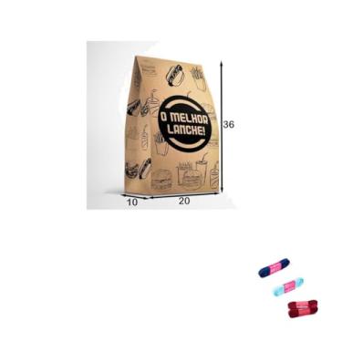 Imagem de Kit Saco Sos 10kg Impresso Lanche C/50 + Fita Cetim 10mm x 10m