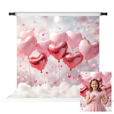 Imagem de Kate Cenário de nuvens com balões de coração rosa para fotografia 3 x 3 m