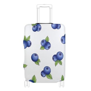 Imagem de Joisal Capa protetora de bagagem, fofo, blueberries, azul, branco, antiarranhões, itens essenciais, P, serve para capa de 45 a 50 cm, Mirtilos azuis e brancos, M 22-24 in, Capa de mala