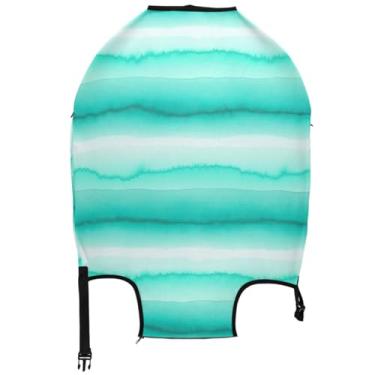 Imagem de Joisal Capas de mala, protetor de bagagem, bonito, aqua, listrado, bagagem, presente de viagem, manga de bagagem, Listra de aquarela aqua, XL, Fits 29-32 Inch Case, Capa de mala