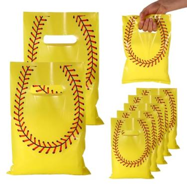 Imagem de 50 peças de sacos de presente com tema de softball, sacos de presente de softball, tema esportivo, lanche, armazenamento para presentes de aniversário, decorações de festa, suprimentos para crianças e