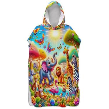 Imagem de Joisal Poncho de surfe plus size para trocador adulto toalha de natação com capuz animais fofos de desenho animado poncho masculino com capuz