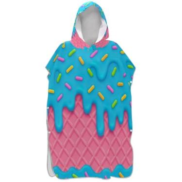 Imagem de Joisal Poncho de surfe de secagem rápida para adultos roupão de banho toalhas com capuz rosa waffle azul colorido granulado unissex adulto poncho com capuz